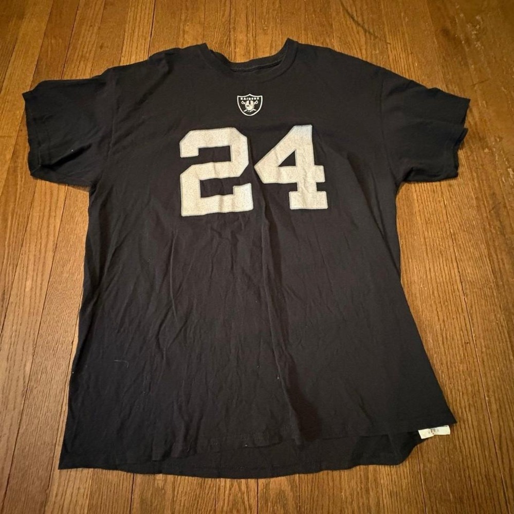Majestic Marshawn Lynch #24 Oakland Raiders T-Shirt Jersey XL NFL Football Black